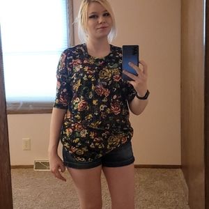 Lularoe floral striped retro Activewear tee